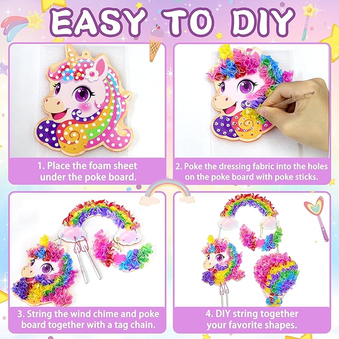 Alagoo Poke in Craft Unicorn DIY Kits - Arts and Crafts for Kids, Mess-Free Art Fun Craft Supplies, Creative Unicorn Birthday Decorations Craft Kits for Girls and Boys Ages 4 5 6 7 8 9-CubbioJoy