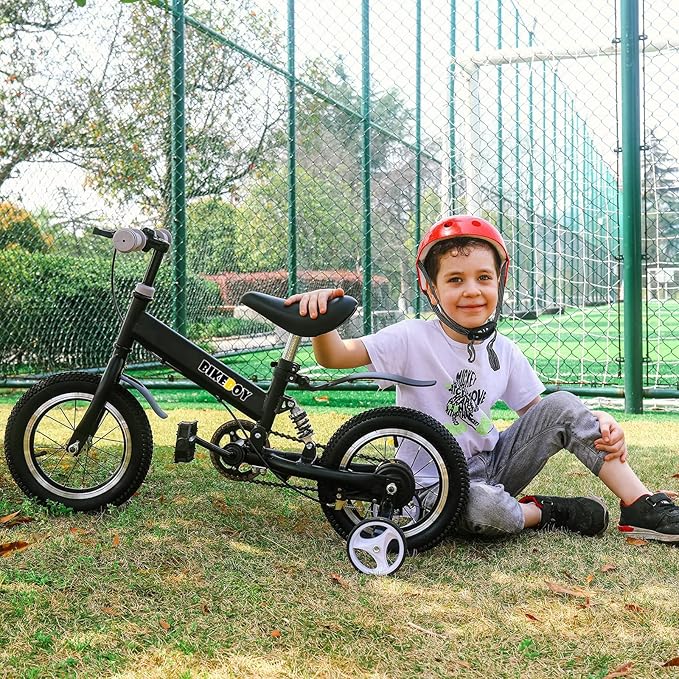 Balance Bike 2 in 1,The Dual Use of a Kids Balance Bike and Kids Bike,12 14 Inches for 2-6 Years Old,with Shock Absorbers, Fenders, Pedals, Auxiliary Wheels-CubbioJoy