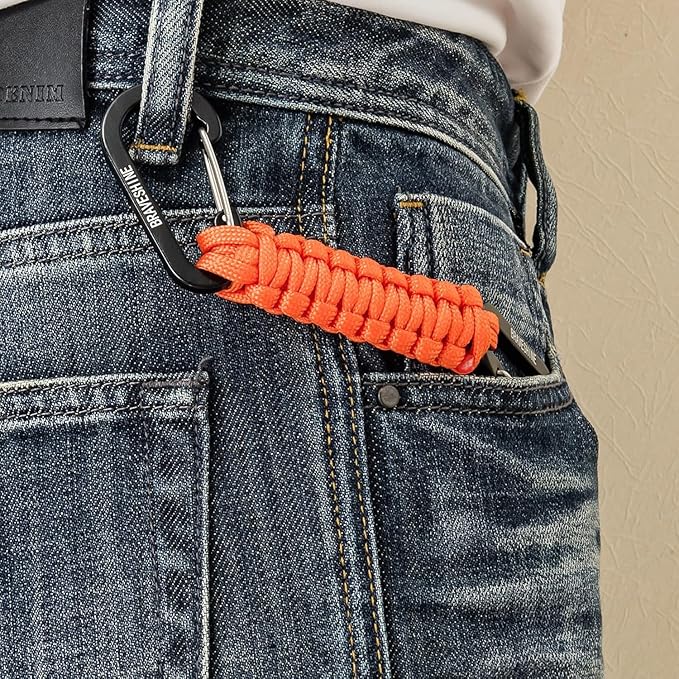 BRAVESHINE Paracord Keychain Carabiner Clip, D Ring Lanyard Hanger Stroller Hook for Water Bottle, Key, Backpacks, Men, Women-CubbioJoy