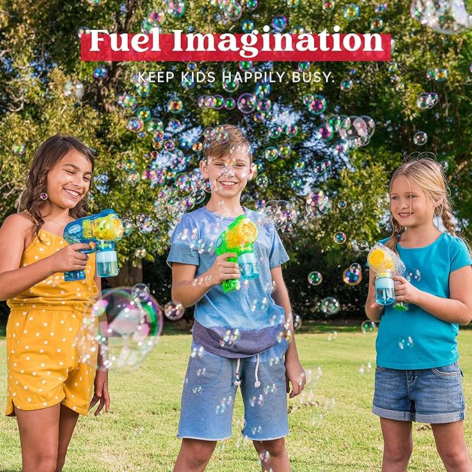 JOYIN 3 Packs Bubble Guns with 3 Solutions, Automatic Bubble Maker Blower Machine for Kids, Party Favors, Summer Toy, Birthday, Outdoor & Indoor Activity, Easter-CubbioJoy