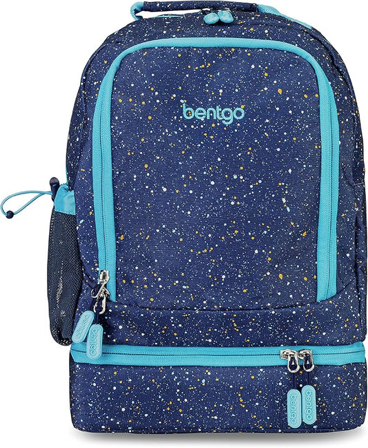 Bentgo Kids 2-in-1 Backpack & Insulated Lunch Bag - Confetti Designed 16” Backpack for School & Travel -, Durable, Water Resistant, Padded, & Large Compartments (Confetti Edition - Abyss Blue)-CubbioJoy
