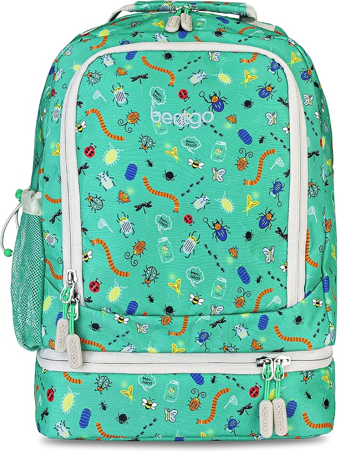 Bentgo Kids 2-in-1 Backpack & Insulated Lunch Bag - Durable 16” Backpack & Lunch Container in Unique Prints for School & Travel - Water Resistant, Padded & Large Compartments (Bug Buddies)-CubbioJoy