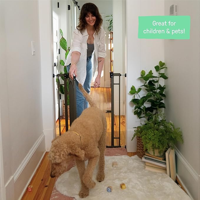 Ingenuity Decorative Extra Tall Baby Gate & Dog Gate, 28.5"-48" Wide, 36" Tall, Hardware or Pressure Mounted, Install on Top or Bottom of Stairs, Banister, or Doorway - Bronze-CubbioJoy