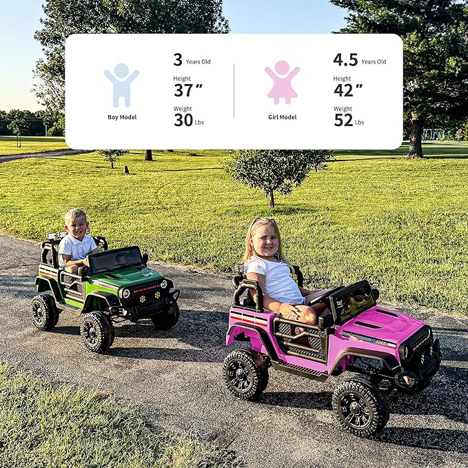 12V Kids Ride on Car Truck, Kids Electric Vehicles Car Ride on Toy for Toddlers w/Remote Control - Pink-CubbioJoy
