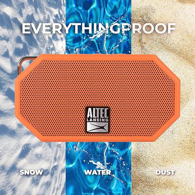Altec Lansing Mini H2O - Waterproof Bluetooth Speaker, IP67 Certified & Floats in Water, Compact & Portable Speaker for Hiking, Camping, Pool, and Beach,Orange-CubbioJoy