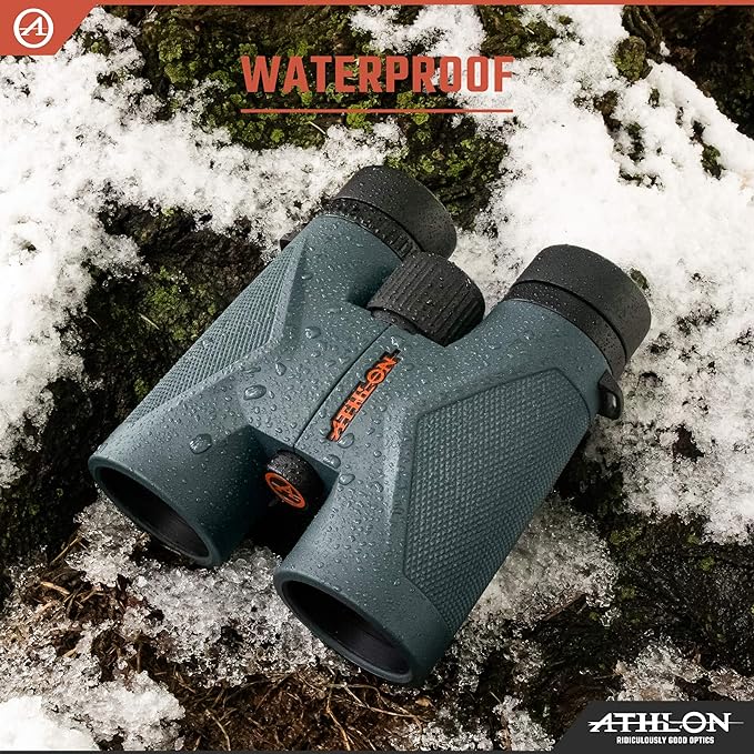 Athlon Optics 10x42 Midas UHD Gray Binoculars with Eye Relief for Adults and Kids, High-Powered Binoculars for Hunting, Birdwatching, and More-CubbioJoy