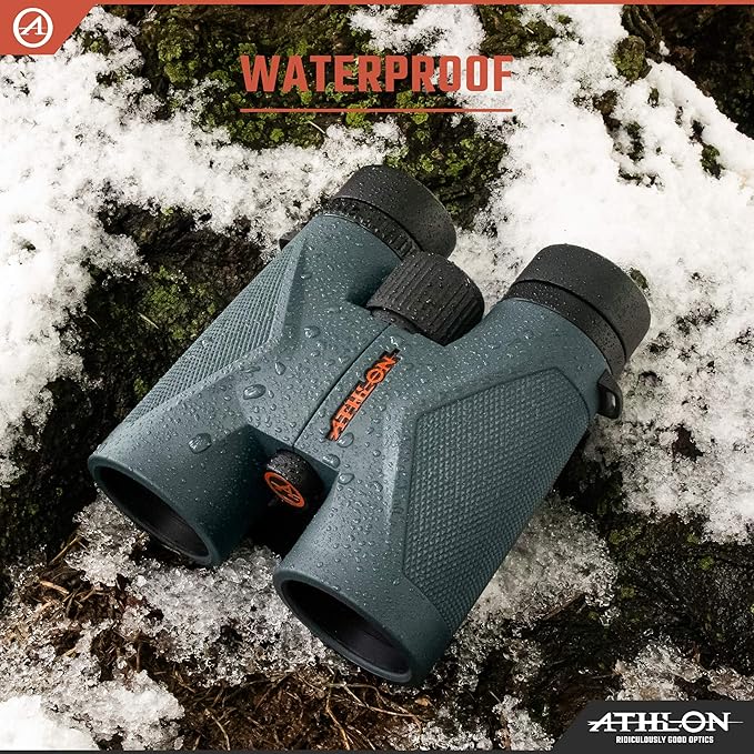Athlon Optics 8x42 Midas UHD Gray Binoculars with ED Glass for Adults and Kids, High-Powered Binoculars for Hunting, Birdwatching, and More-CubbioJoy