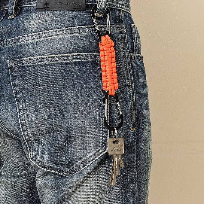 BRAVESHINE Paracord Keychain Carabiner Clip, D Ring Lanyard Hanger Stroller Hook for Water Bottle, Key, Backpacks, Men, Women-CubbioJoy