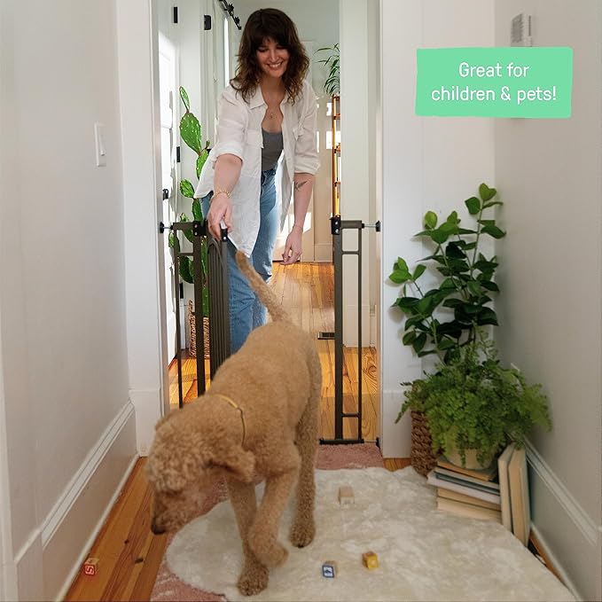 Ingenuity Multi-Use Decorative Extra Tall Walk-Thru Baby Gate, Fits Openings 28.5-48 Inch (Pack of 1), Black Metal, for Doorways and Stairways, 36' Tall Baby and Pet Gate, Black, One Size-CubbioJoy