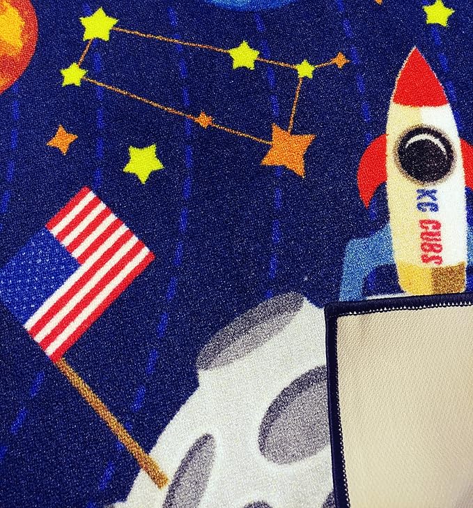 KC Cubs 8x10 Outer Space Solar System Toy Car Road Rug – Educational Play Mat Carpet for Kids, Toddlers, Nursery, Classroom, Playroom, Baby Daycare-CubbioJoy