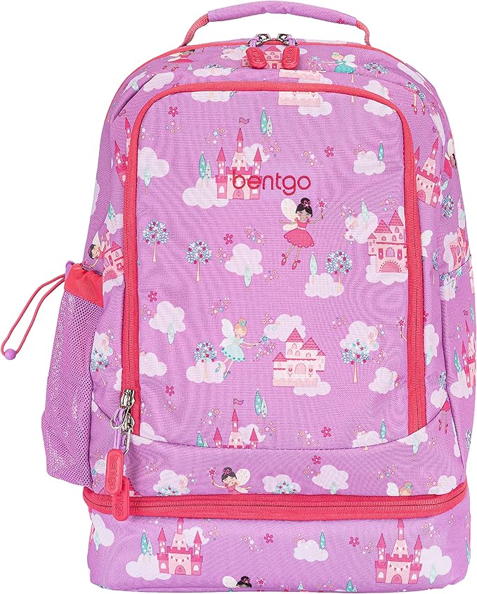 Bentgo Kids 2-in-1 Backpack & Insulated Lunch Bag - Durable 16” Backpack & Lunch Container in Unique Prints for School & Travel - Water Resistant, Padded & Large Compartments (Fairies)-CubbioJoy