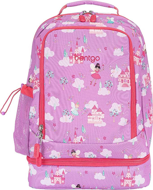 Bentgo Kids 2-in-1 Backpack & Insulated Lunch Bag - Durable 16” Backpack & Lunch Container in Unique Prints for School & Travel - Water Resistant, Padded & Large Compartments (Fairies)-CubbioJoy