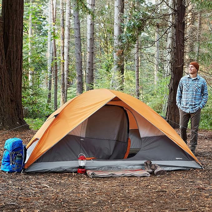 Amazon Basics Camping Tent, 3-Season Dome Design with Rainfly-CubbioJoy