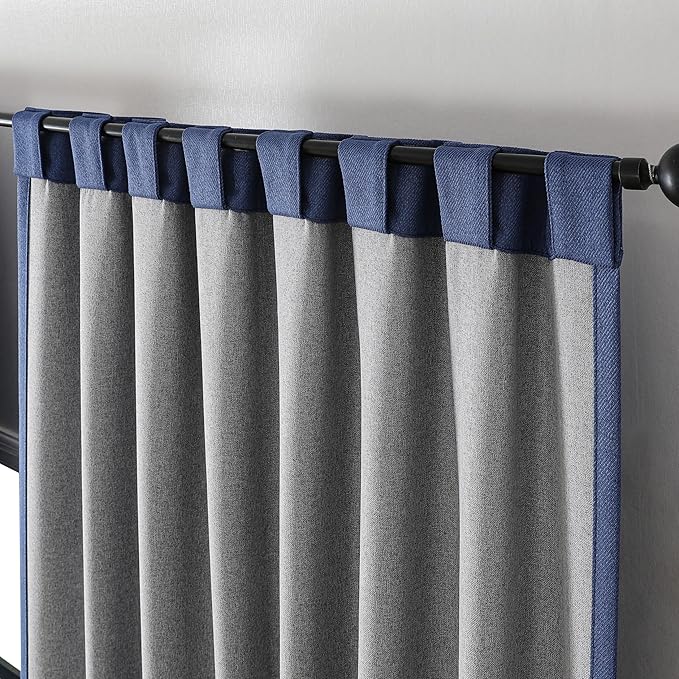 Joydeco Faux Linen Blackout Curtains for Bedroom,Blue Blackout Curtains 72 inches Long,100% Blackout Solid Thermal Insulated Window Drapes Luxury Decor for Living Room（W52xL72 Inch,Twilight Blue）-CubbioJoy