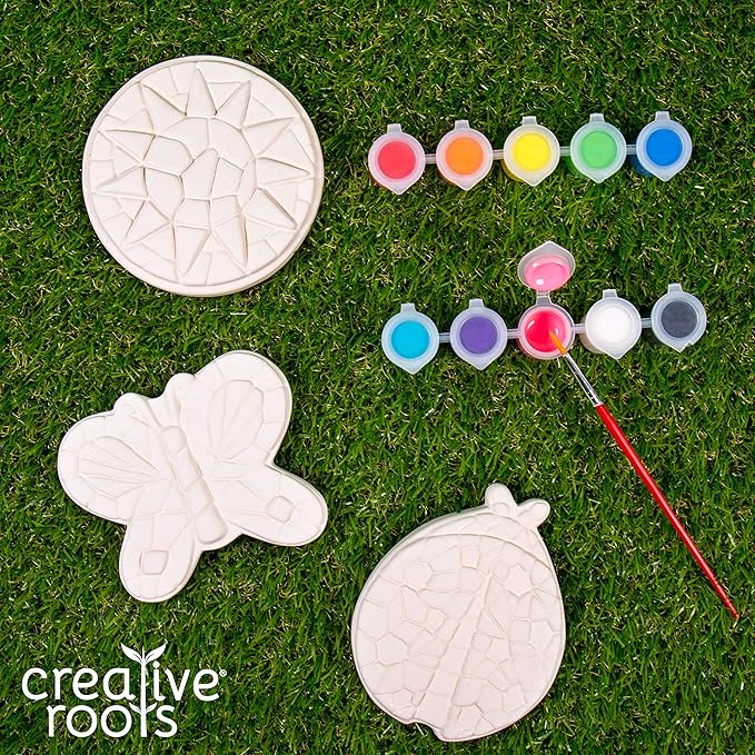 Creative Roots Paint Your Own Butterfly, Ladybug & Sun Stepping Stone by Horizon Group USA, 1 box of 3 count-CubbioJoy