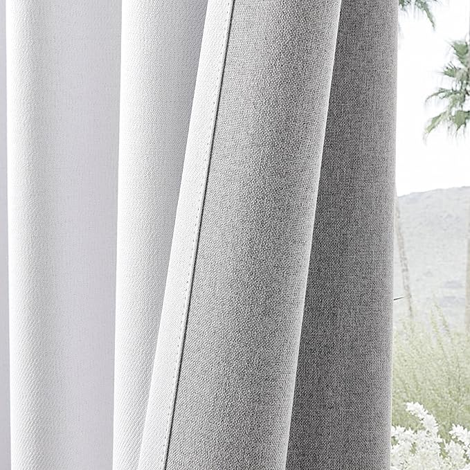 Joydeco Faux Linen Blackout Curtains for Bedroom,White Blackout Curtains 108 inches Long,100% Blackout Solid Thermal Insulated Window Drapes Luxury Decor for Living Room（W52xL108 Inch,White）-CubbioJoy