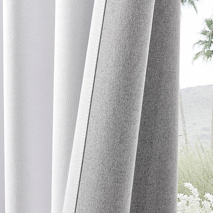 Joydeco Faux Linen Blackout Curtains for Bedroom,White Blackout Curtains 90 inches Long,100% Blackout Solid Thermal Insulated Window Drapes Luxury Decor for Living Room（W52xL90 Inch,White）-CubbioJoy