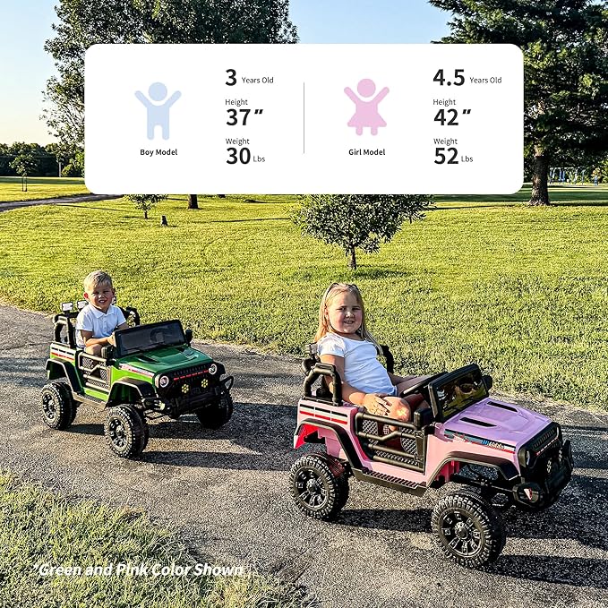 4WD Kids Ride on Car Truck, 12V 7Ah Kids Electric Vehicles Car Ride on Toy w/Remote Control - Army Green-CubbioJoy