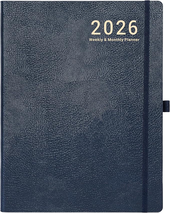 2026 Planner - Weekly and Monthly Planner 2026, JAN 2026 - DEC 2026, 8.5" x 11", Leather Cover 2026 Planners with Thick Paper, Back Pocket with Notes Pages - Blue-CubbioJoy